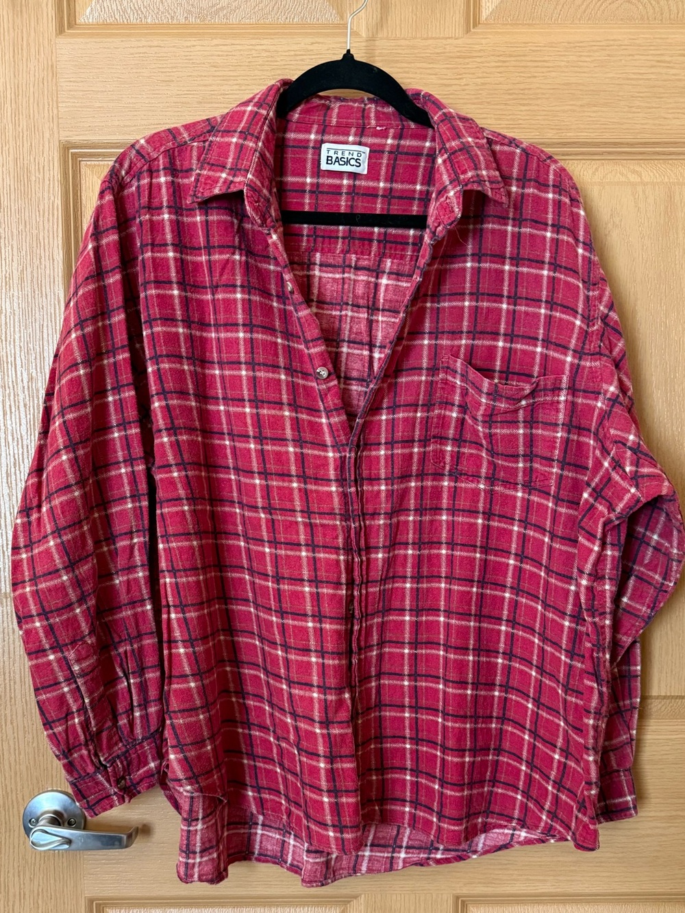 Basics Red Plaid Long-Sleeve Button-Down Shirt